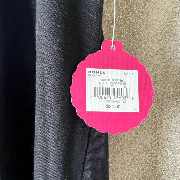 S0 girls black graphic tee ruched back laugh often Be Happy & sparkle on size 16 - Picture 4 of 7